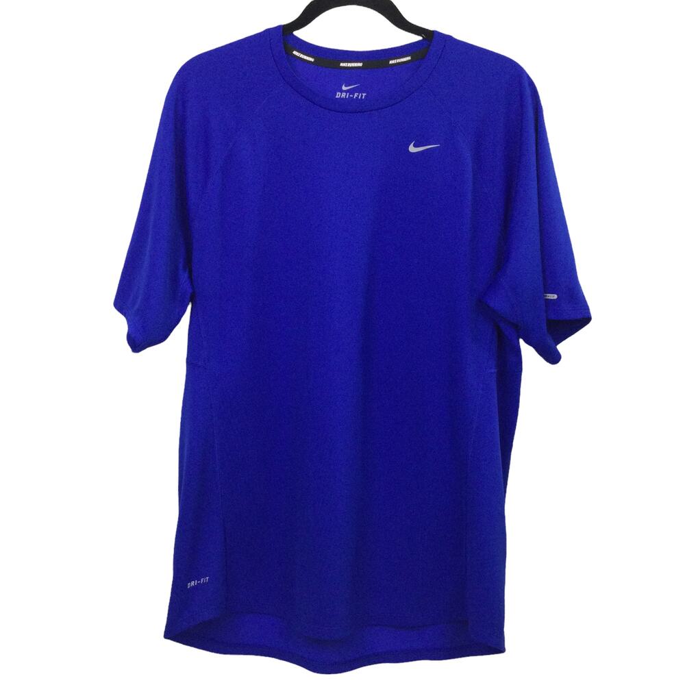 Nike Dri-Fit Miler Crew Neck Casual Activewear Blue Sporty Short Sleeve Men's L